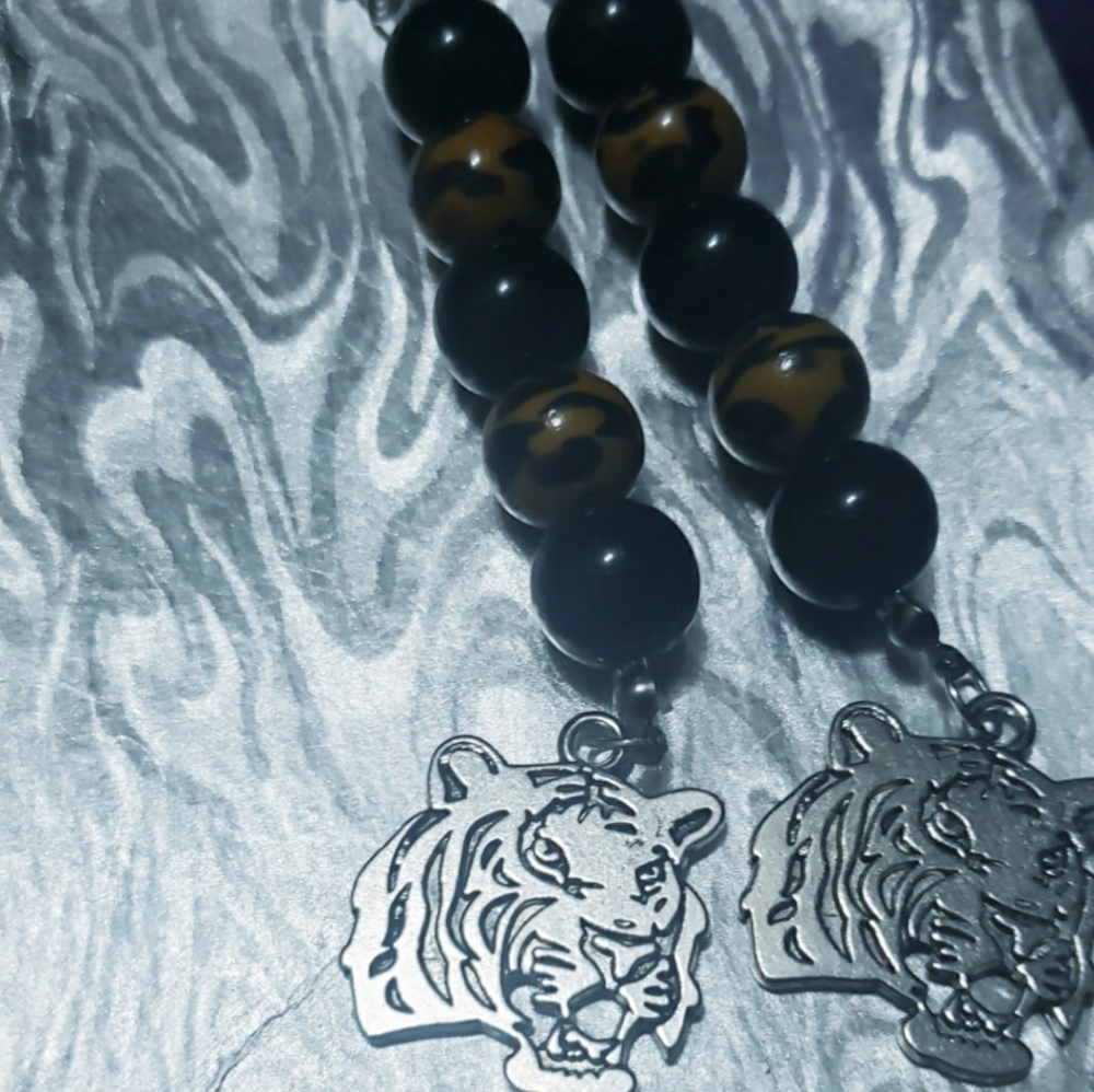 Beaded Tiger Earrings